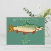 Fishing themed trout Bachelor Party Invitation (Standing Front)