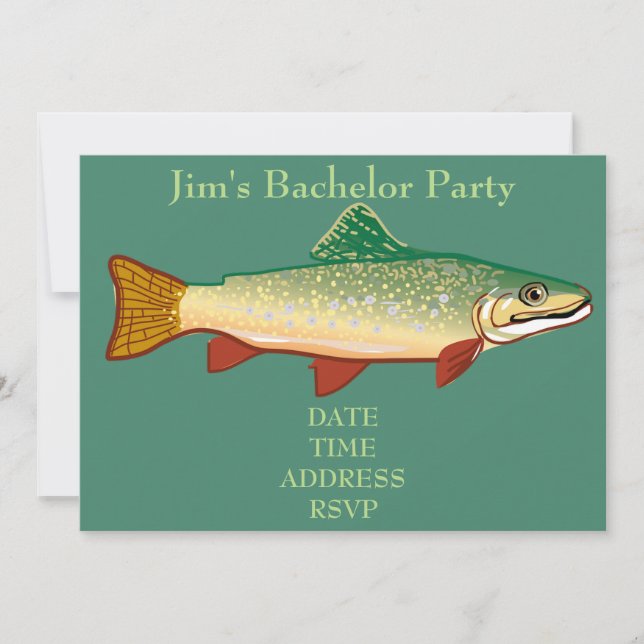 Fishing themed trout Bachelor Party Invitation (Front)