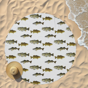 Fishing Themed Walleye Bass Angler Men's Pattern Beach Towel