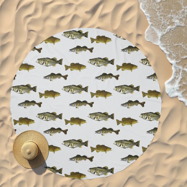 Fishing Themed Walleye Bass Angler Men's Pattern Beach Towel (Beach)