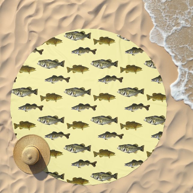 Fishing Themed Walleye Bass Angler Men's Pattern Beach Towel (Beach)