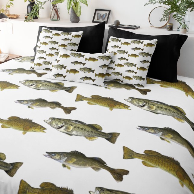 Fishing Themed Walleye Bass Angler Men's Pattern Duvet Cover (Creator Uploaded)