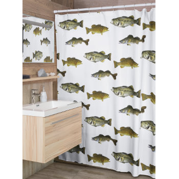 Fishing Themed Walleye Bass Angler Men's Pattern Shower Curtain by TheShirtBox at Zazzle