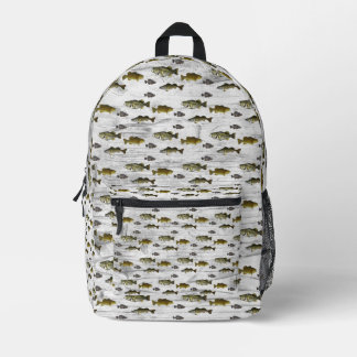 Fishing Themed Walleye Bass Crappie Angler Men's Printed Backpack