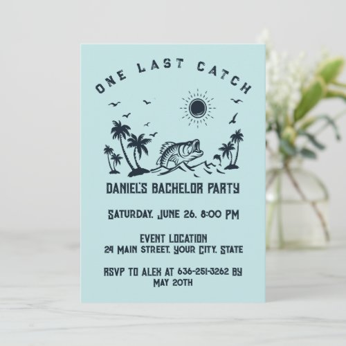 Fishing Themed Weekend Trip Bachelor Party Invitation