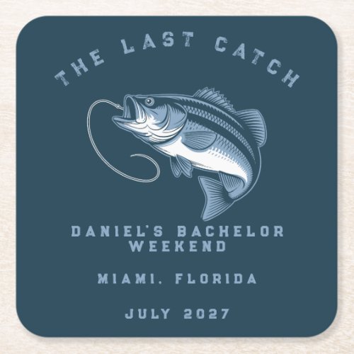 Fishing Themed Weekend Trip Bachelor Party Square Paper Coaster