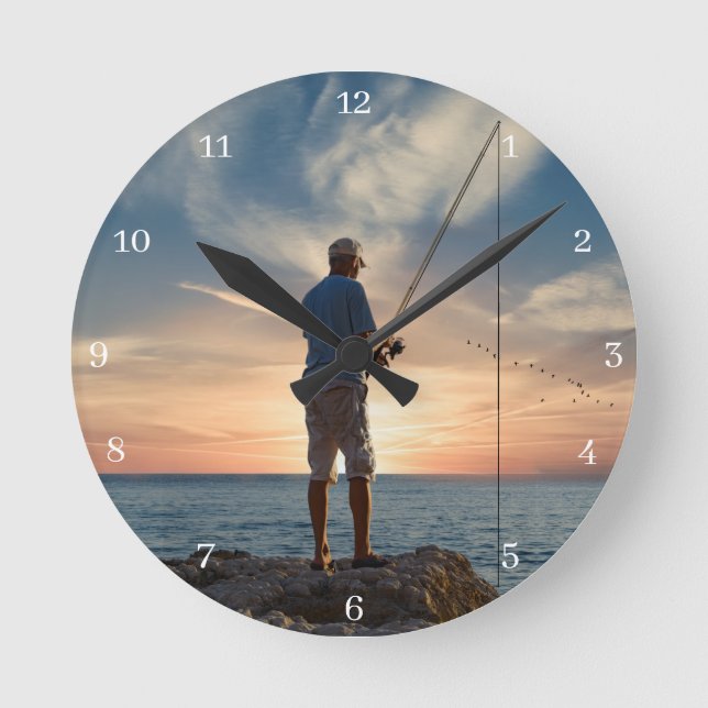 Fishing Time Round Clock (Front)