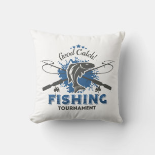 Fishing Tournament,fish,fisherman,lake,ocean,sea,s Throw Pillow