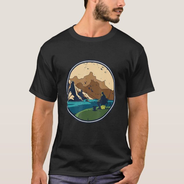 Fishing Trip a with a Man Fishing At a River T-Shirt (Front)