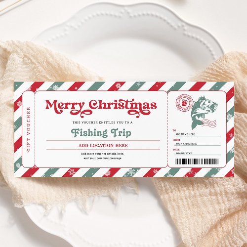 Fishing Trip Christmas Gift Voucher Certificate Invitation