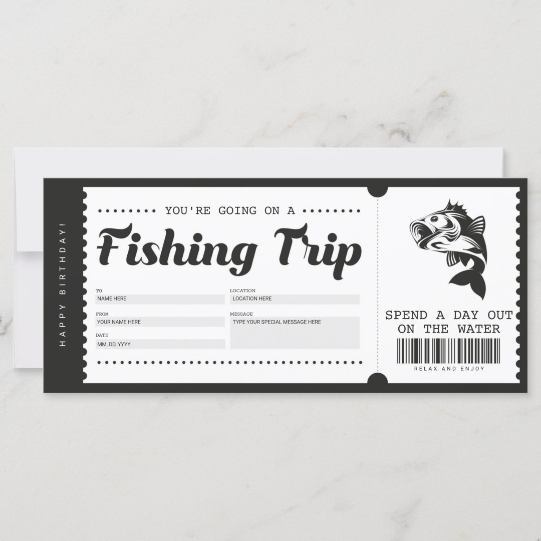 Fishing Trip Gift Ticket Voucher Certificate Zazzle