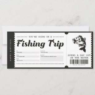 Fishing Trip Gift Ticket Voucher Certificate Invitation