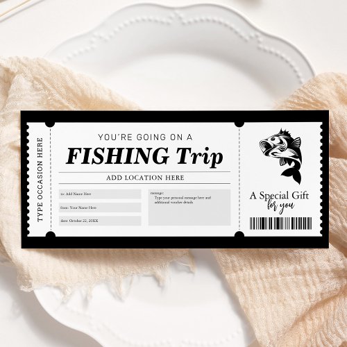 Fishing Trip Surprise Gift Ticket Voucher Invitation