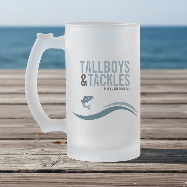 Fishing Trip Tallboys & Tackles Birthday Party Frosted Glass Beer Mug (Creator Uploaded)