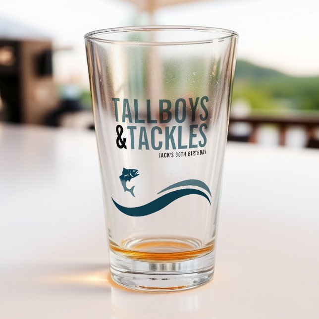 Fishing Trip Tallboys & Tackles Birthday Party Glass (Creator Uploaded)