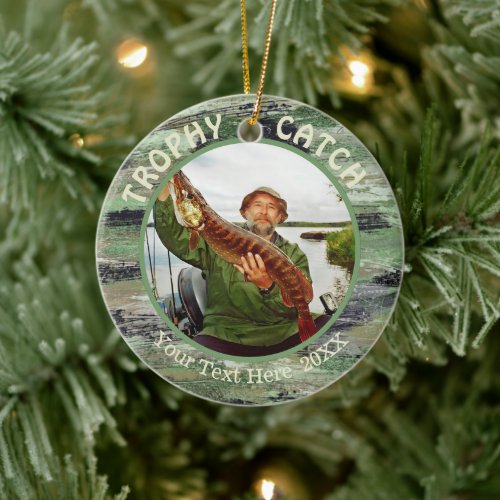 Fishing TROPHY CATCH 2 Photo Commemorative Ceramic Ornament