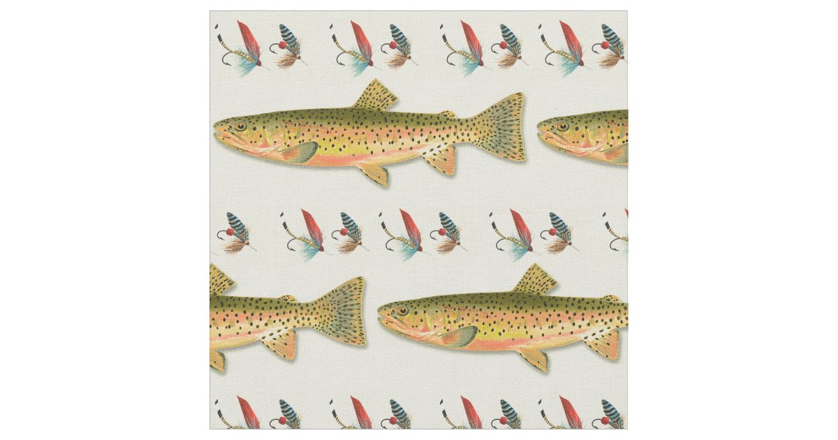 Fishing Trout Fish Flies Fisherman Fabric Zazzle