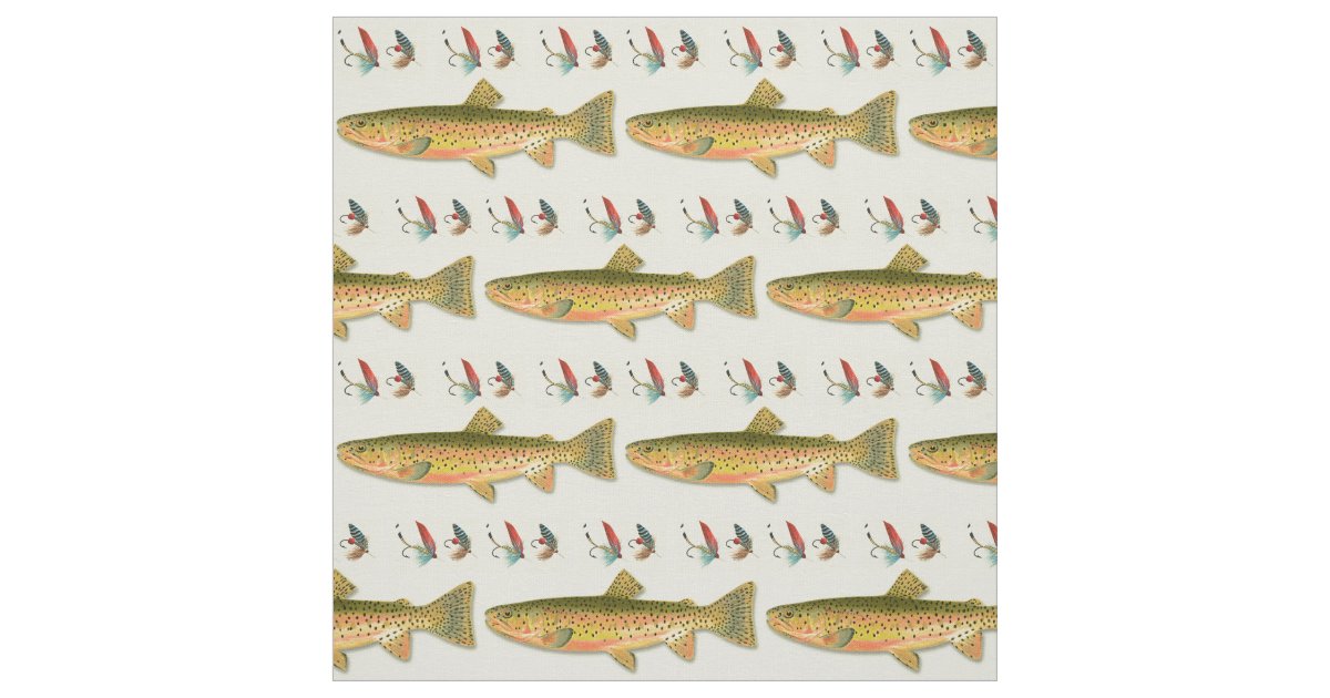 Fishing Trout Fish Flies Fisherman Fabric Zazzle
