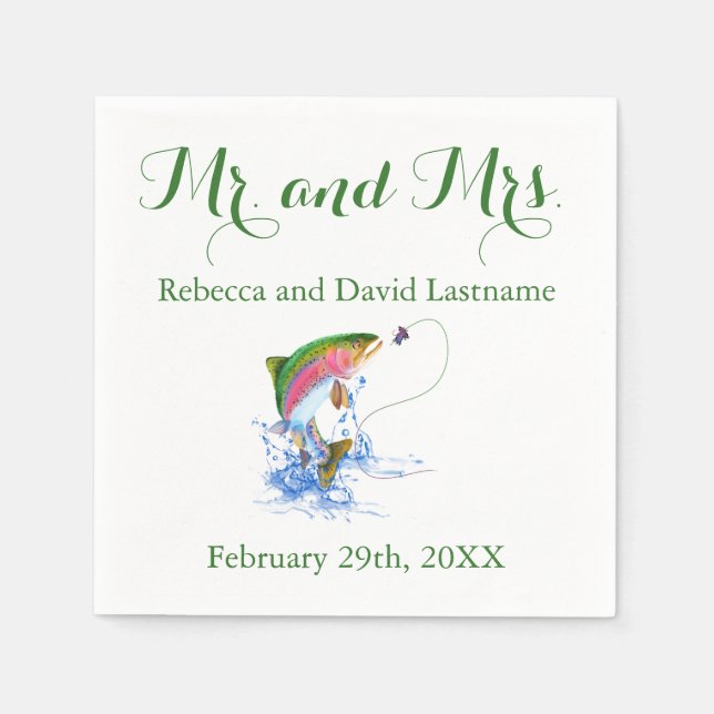 Fishing Trout Themed Wedding Napkins (Front)