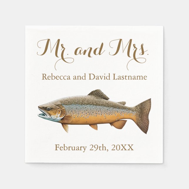 Fishing Trout Themed Wedding Napkins (Front)