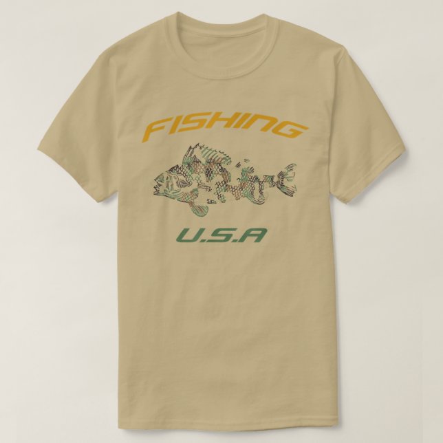 Fishing Usa, Camoue Fish Item 1056  T-Shirt (Design Front)