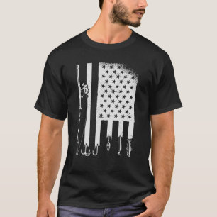 Fishing - USA Flag American Fisherman Fishing Rod T-Shirt