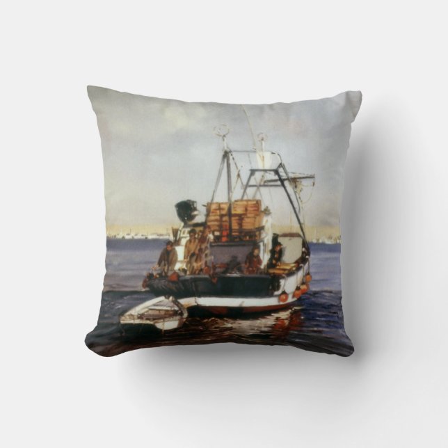 Fishing vessel/Fishing boat/Fishing boat Throw Pillow (Front)