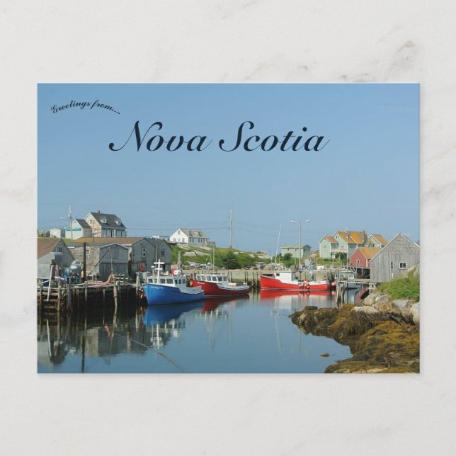 Fishing Village in Nova Scotia Canada Postcard (Front)