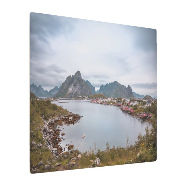 Fishing Village Lofoten Metal Print (Angled)