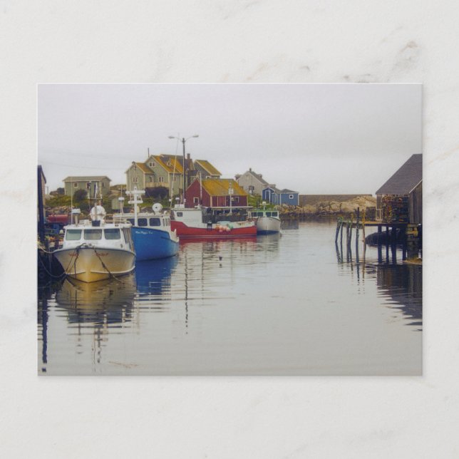Fishing Village Nova Scotia Canada Art Postcard (Front)