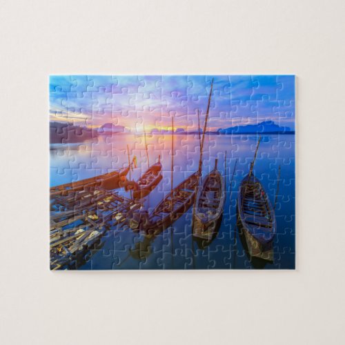 Fishing Village Sunrise Thailand Jigsaw Puzzle