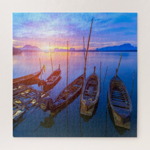 Fishing Village Sunrise Thailand Jigsaw Puzzle