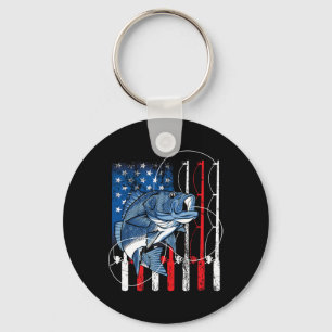Fishing Vintage American Flag Byss Fisherman Gifts Keychain