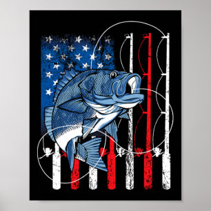 Fishing Vintage American Flag Byss Fisherman Gifts Poster