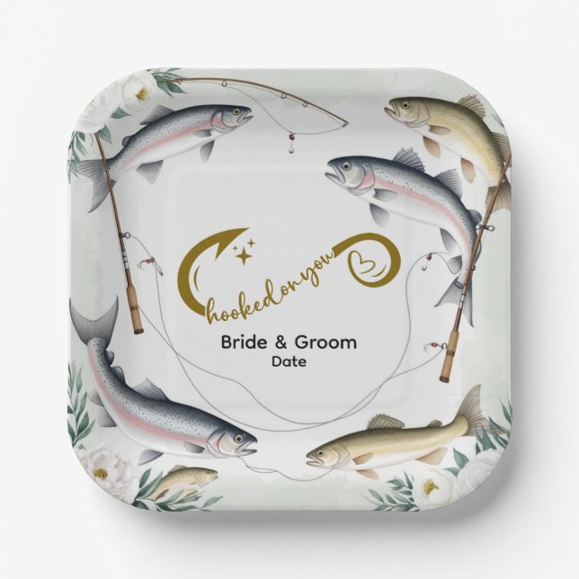 Fishing  Wedding themed for Fishing lovers  Paper Paper Plates (Front)