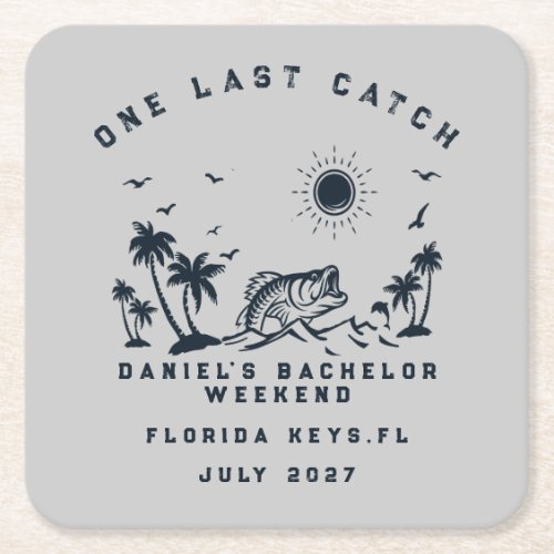 Fishing Weekend Trip Funny Bachelor Party  Square Paper Coaster