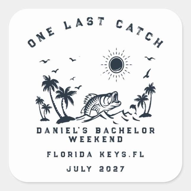 Fishing Weekend Trip Funny Bachelor Party  Square Sticker (Front)