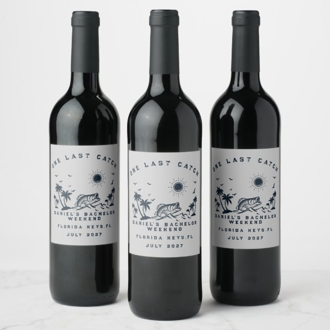 Fishing Weekend Trip Funny Bachelor Party  Wine Label (Bottles)