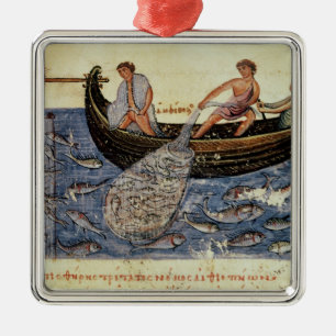 Fishing with a Net Metal Ornament