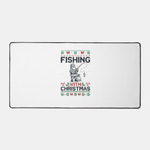 Fishing With Christmas Santa Holiday Desk Mat