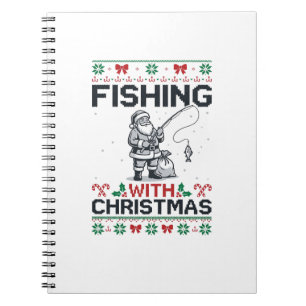 Fishing With Christmas Santa Holiday Notebook