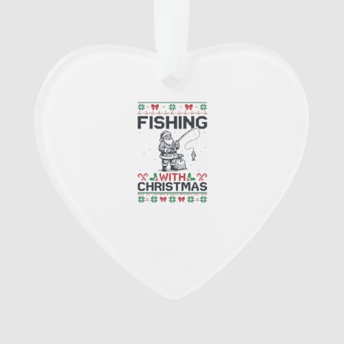 Fishing With Christmas Santa Holiday Ornament