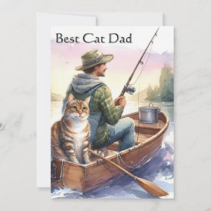 Fishing With Dad Best Cat Dad Flat Card