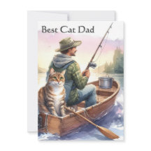 Fishing With Dad Best Cat Dad Flat Card
