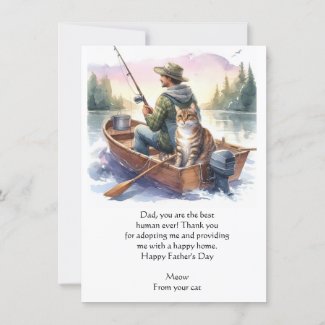 Fishing With Dad Best Cat Dad Flat Card