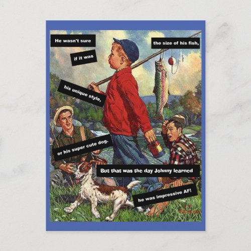 Fishing with Dog _ Vintage Funny _ Impressive AF Postcard