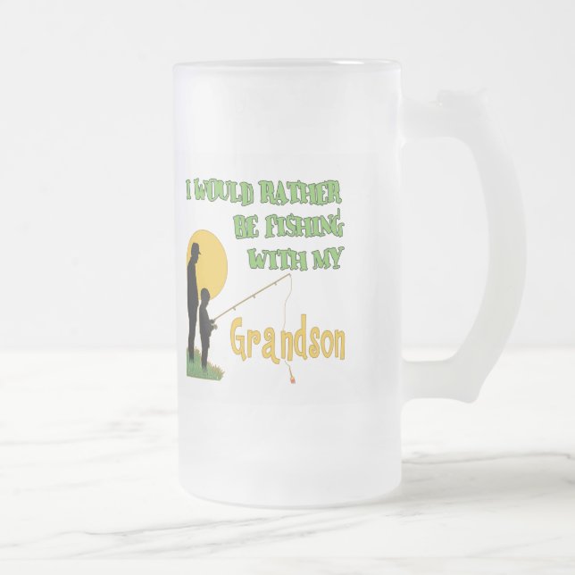 Fishing With Grandson Frosted Glass Beer Mug (Right)