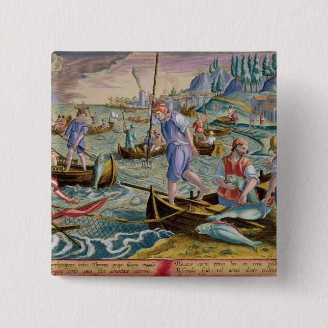 Fishing with Nets and Tridents in the Bay of Naple Button (Front)