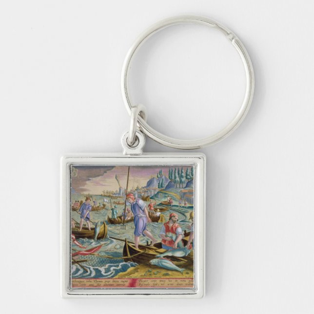 Fishing with Nets and Tridents in the Bay of Naple Keychain (Front)