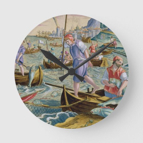Fishing with Nets and Tridents in the Bay of Naple Round Clock